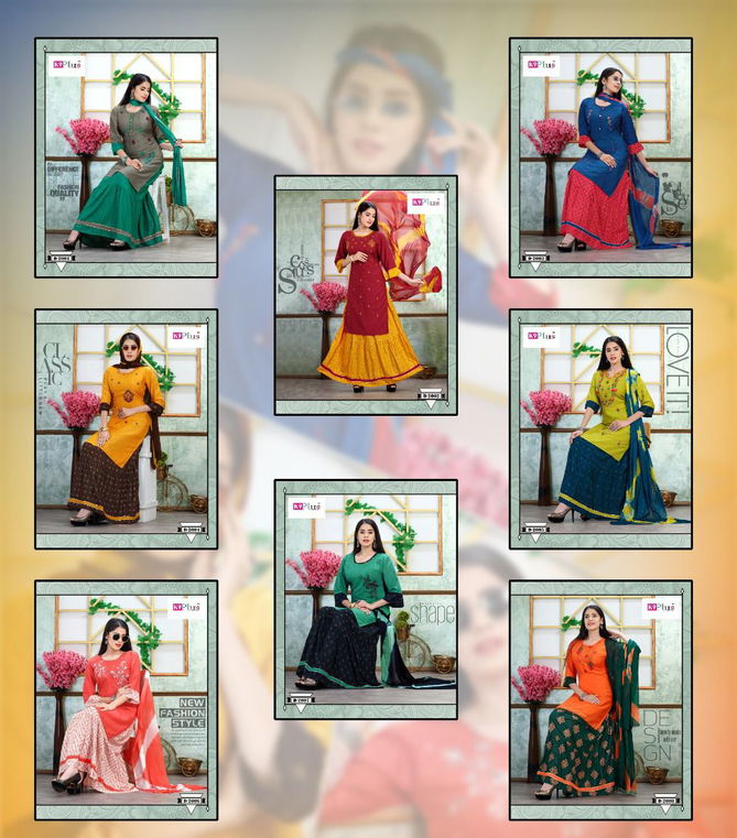 K9 Lilly Fancy Wear Heavy Rayon with Embroidery work Long Kurtis And Skirt With Dupatta Collection
